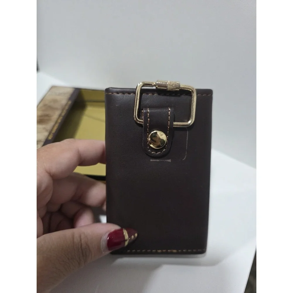 Dopp Genuine Leather Key Holder Wallet Valet Key Case Fob‎ Brown Snap Closure
